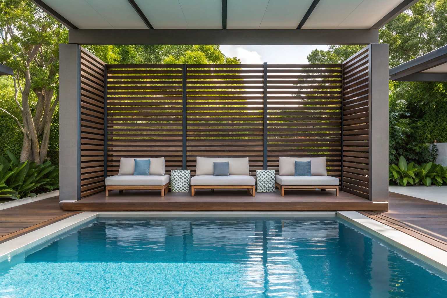Pool privacy screens on Sunshine Coast residential property