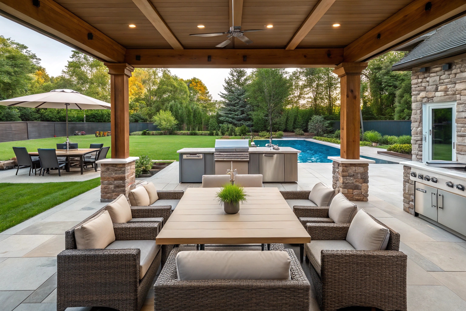 Complete outdoor entertainment area with multiple zones Sunshine Coast